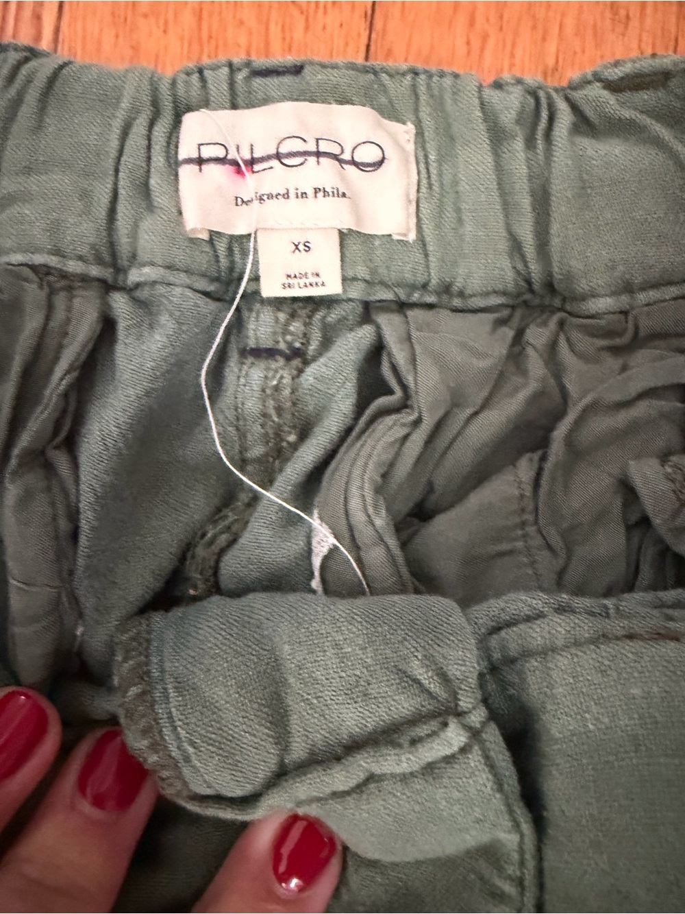 Pilcro by Anthropologie Linen Blend Cargo Pants, Sage/Olive Green, Size XS - Picture 3 of 4